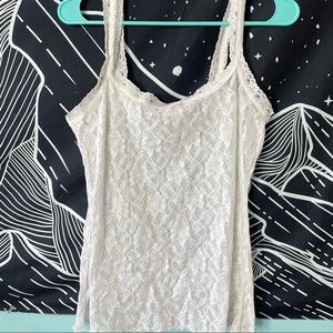 White Floral Lace Mesh Tank